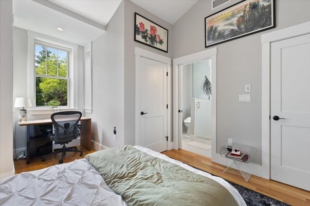 Bedroom, Home Office, Interior, Recessed Lighting, Wood Texture Flooring