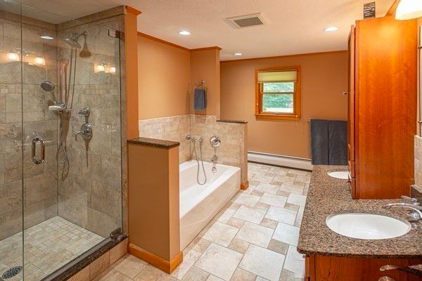 Bathroom, Dual Sink Vanities, Glass Shower, Interior, Recessed Lighting