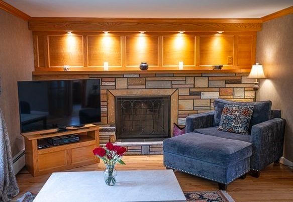 Fireplace, Interior, Wood Texture Flooring