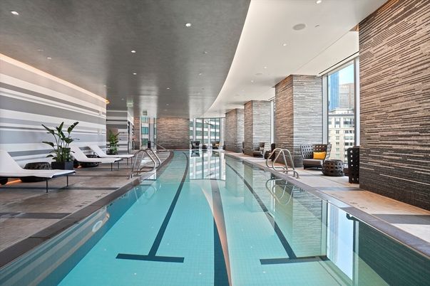 Interior, Pool, Recessed Lighting, Stone Walls