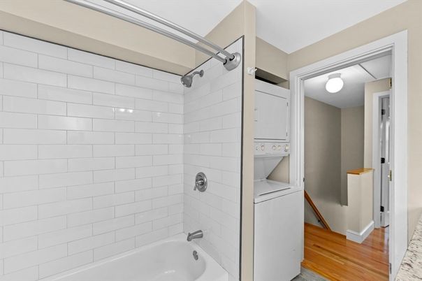 Bathroom, Interior, Utility Closets, Washer, Wood Texture Flooring
