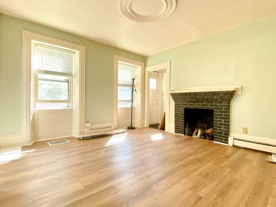 Empty room, Fireplace, Interior, Wood Texture Flooring