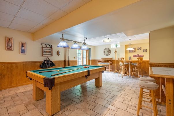 Billiard Table, Game Room, Interior, Pendant Lights