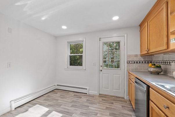 Interior, Kitchen, Recessed Lighting, Wood Texture Flooring