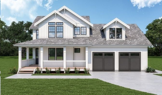 Attached, Exterior, Facade, Farmhouse