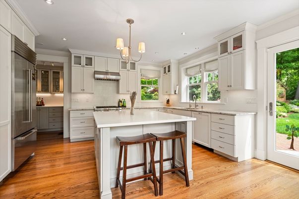 Interior, Kitchen, Pendant Lights, Recessed Lighting, Wood Texture Flooring
