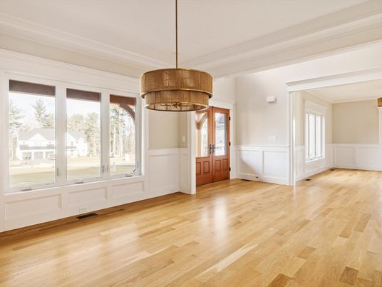 Empty room, Interior, Pendant Lights, Wood Texture Flooring