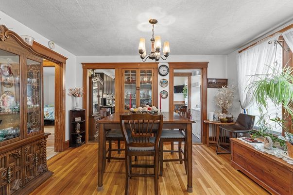Chandelier, Dining room, Interior, Wood Texture Flooring