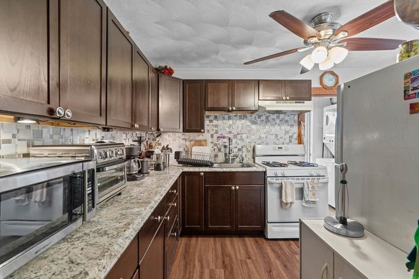 Interior, Kitchen, Stainless Steel Appliances, Wood Texture Flooring