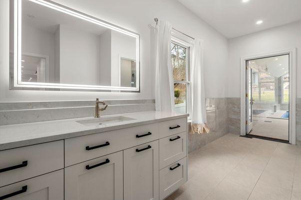Bathroom, Glass Shower, Interior, Recessed Lighting