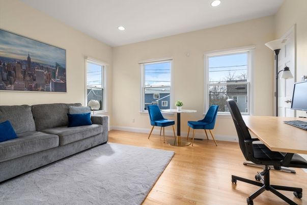 Home Office, Interior, Recessed Lighting, Wood Texture Flooring