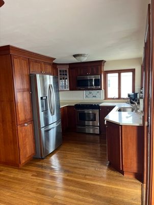 Interior, Kitchen, Stainless Steel Appliances, Wood Texture Flooring