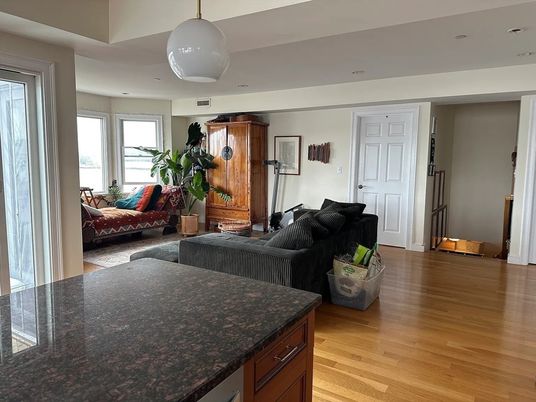 Interior, Living room, Pendant Lights, Recessed Lighting, Wood Texture Flooring