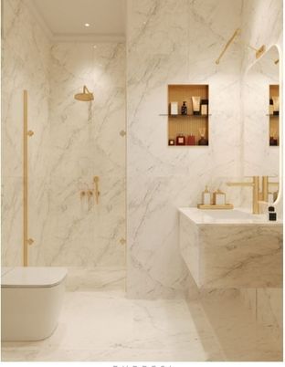 Bathroom, Free Standing Baths, Glass Shower, Interior, Marble, Marble Walls, Recessed Lighting