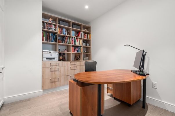 Home Office, Interior, Recessed Lighting, Wood Texture Flooring