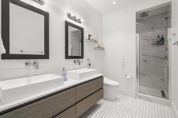 Bathroom, Glass Shower, Interior, Marble Walls, Recessed Lighting