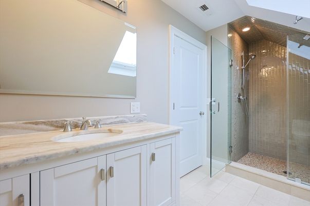 Bathroom, Dual Sink Vanities, Glass Shower, Interior, Recessed Lighting