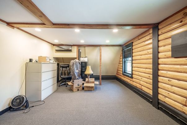 Home Office, Interior, Recessed Lighting, Wooden Beams, Wooden Walls