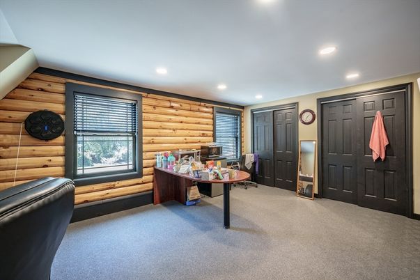 Home Office, Interior, Recessed Lighting, Wooden Walls
