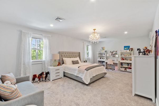 Bedroom, Chandelier, Interior, Recessed Lighting