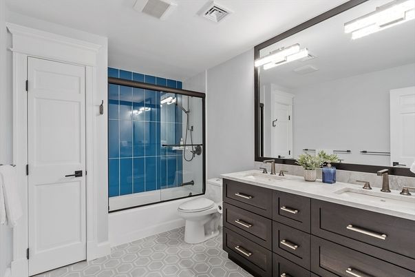 Bathroom, Dual Sink Vanities, Glass Shower, Interior