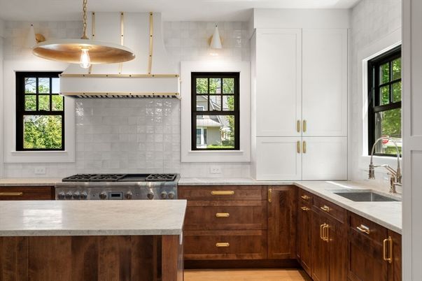 Interior, Kitchen, Pendant Lights, Stainless Steel Appliances, Wood Texture Flooring
