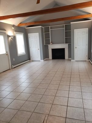 Empty room, Fireplace, Interior, Wooden Beams