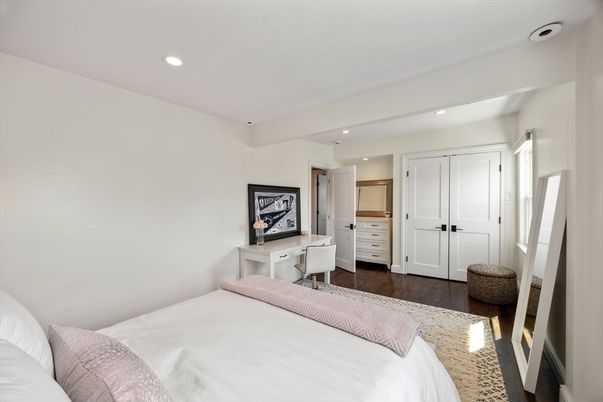Bedroom, Home Office, Interior, Recessed Lighting, Wood Texture Flooring