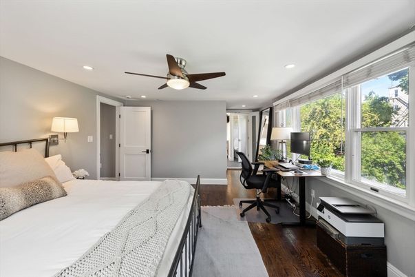 Bedroom, Home Office, Interior, Recessed Lighting, Wood Texture Flooring