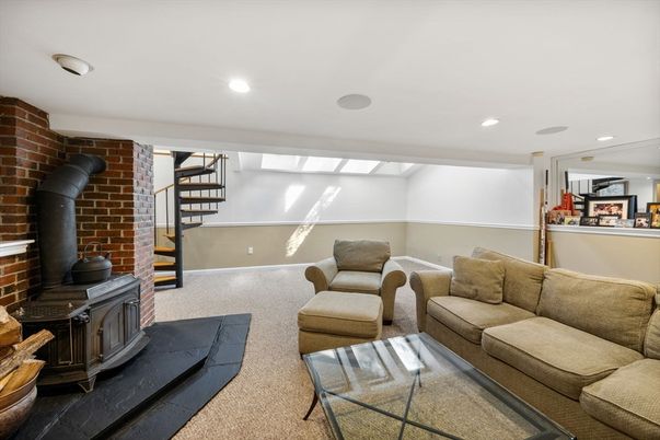 Interior, Living room, Recessed Lighting, Stone Walls