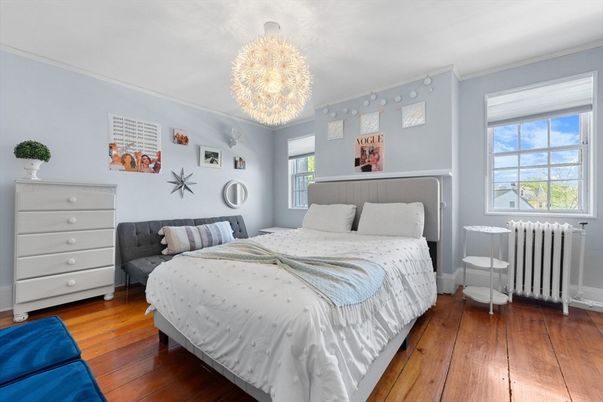 Bedroom, Chandelier, Interior, Wood Texture Flooring
