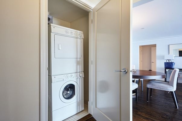 Dining room, Interior, Utility Closets, Washer, Wood Texture Flooring