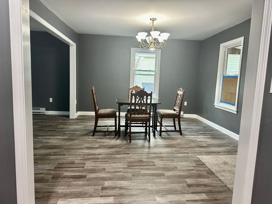 Chandelier, Dining room, Interior, Wood Texture Flooring