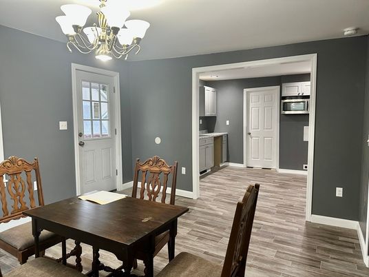 Chandelier, Dining room, Interior, Kitchen, Wood Texture Flooring