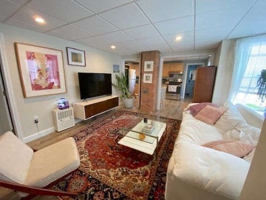 Interior, Kitchen, Living room, Recessed Lighting, Stainless Steel Appliances, Wood Texture Flooring