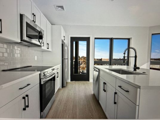 Interior, Kitchen, Stainless Steel Appliances, Wood Texture Flooring