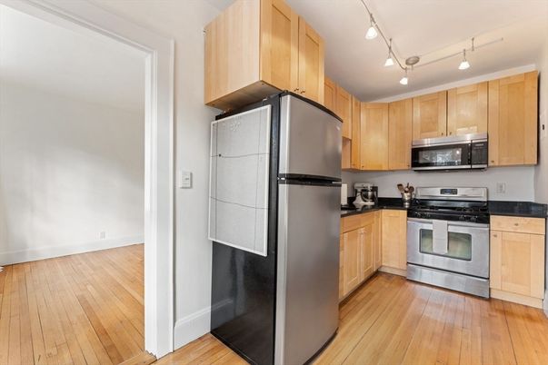 Interior, Kitchen, Stainless Steel Appliances, Wood Texture Flooring