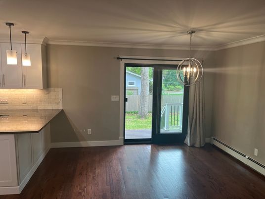 Empty room, Interior, Pendant Lights, Wood Texture Flooring