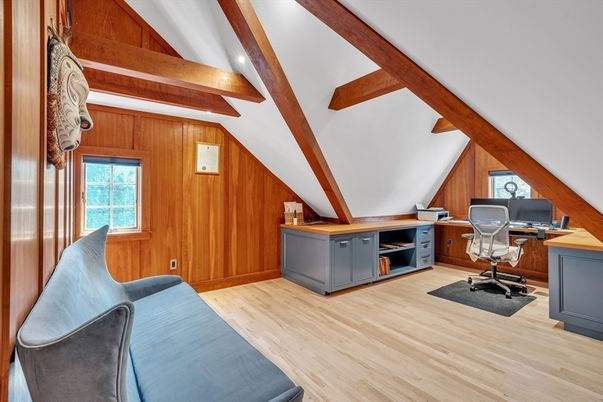 Home Office, Interior, Wooden Beams, Wood Texture Flooring, Wooden Walls