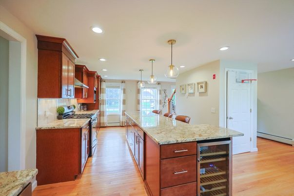 Interior, Kitchen, Pendant Lights, Recessed Lighting, Wood Texture Flooring