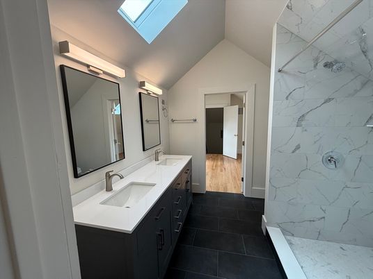 Bathroom, Dual Sink Vanities, Interior, Marble Walls