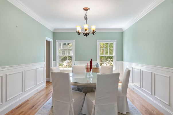 Chandelier, Dining room, Interior, Wood Texture Flooring