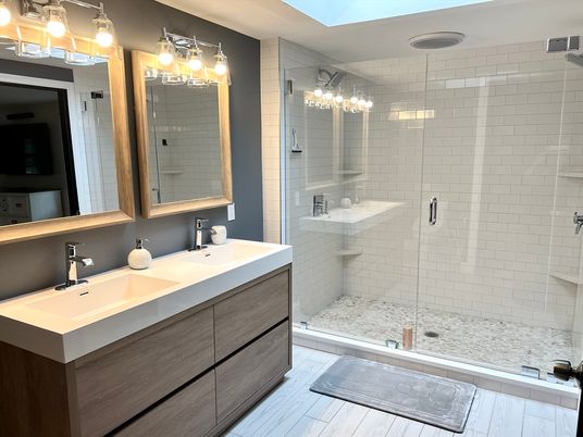 Bathroom, Dual Sink Vanities, Glass Shower, Interior