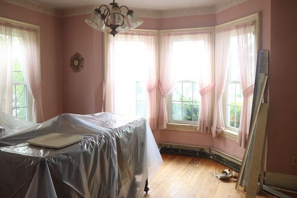 Bedroom, Chandelier, Interior, Wood Texture Flooring