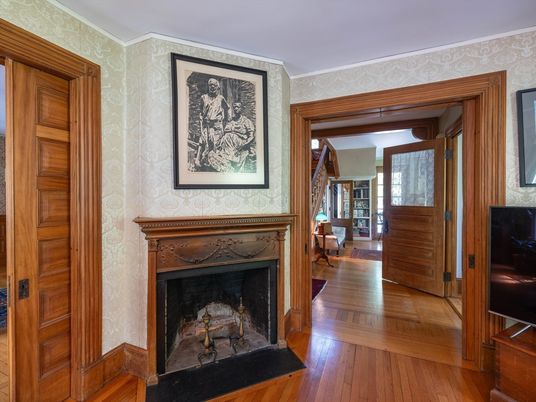 Fireplace, Interior, Wood Texture Flooring