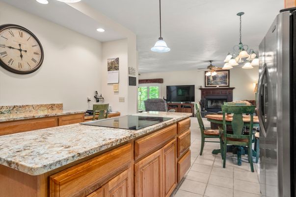 Dining room, Fireplace, Interior, Kitchen, Pendant Lights, Recessed Lighting