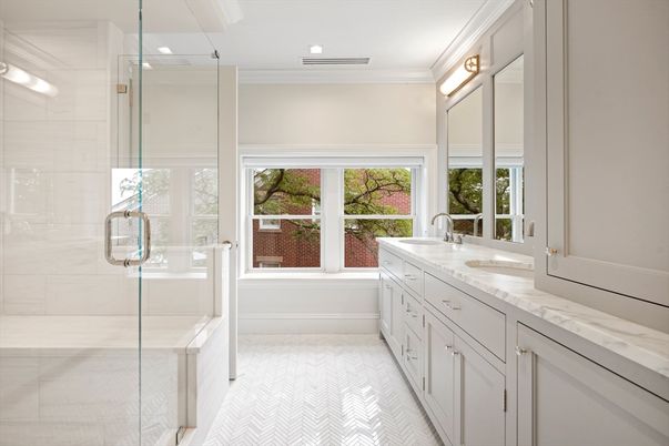 Bathroom, Dual Sink Vanities, Glass Shower, Interior, Recessed Lighting