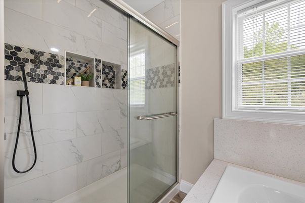Bathroom, Glass Shower, Interior, Marble Walls