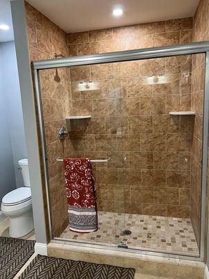 Bathroom, Glass Shower, Interior, Recessed Lighting