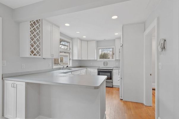 Interior, Kitchen, Recessed Lighting, Wood Texture Flooring